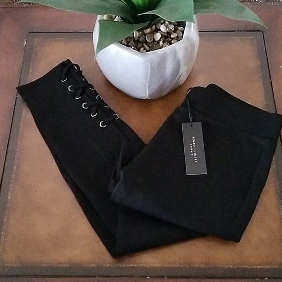 Romeo & Juliet Couture Pants - Romeo & Juliet Couture Black Lace Ankle Pants